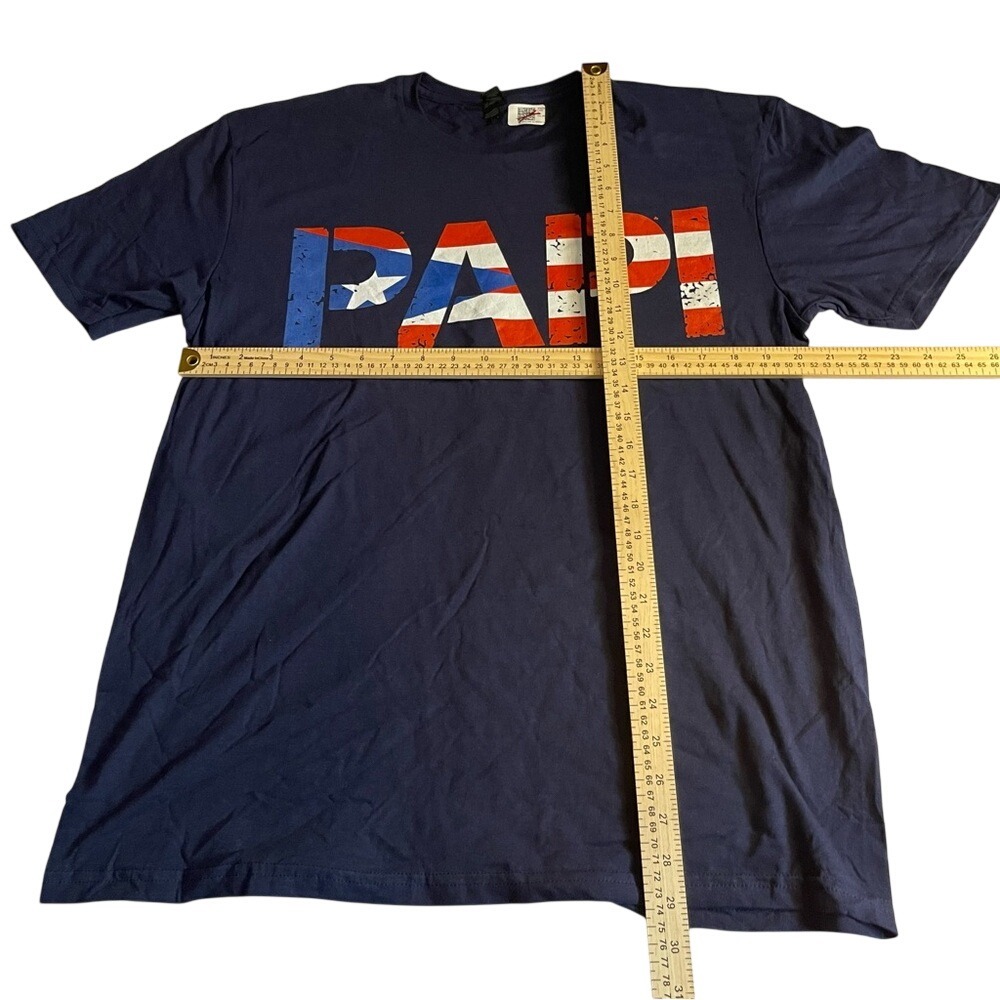 Gildan‎ Softstyle Navy Blue Papi Puerto Rico Flag Graphic T-Shirt Mens Large - Picture 6 of 6